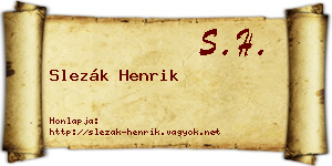 Slezák Henrik névjegykártya